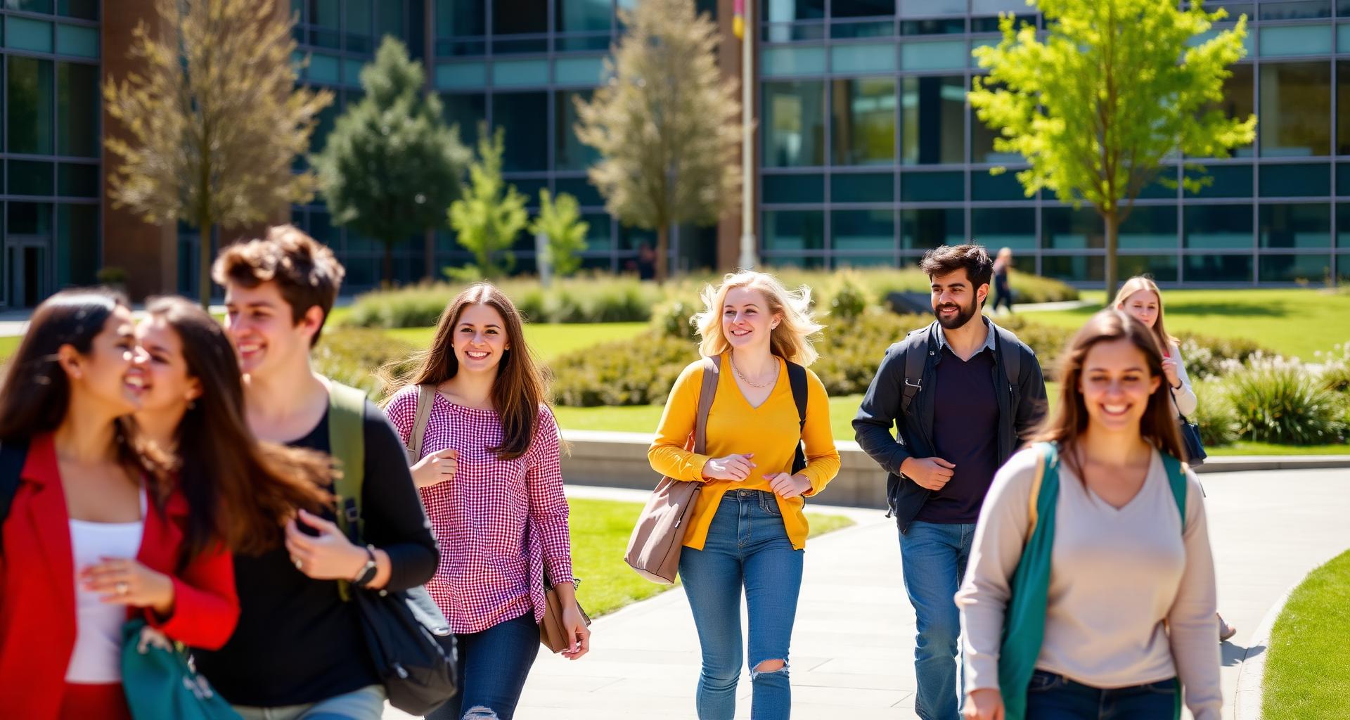 Students at a UK university campus